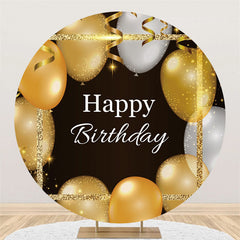 Lofaris Golden Belt Balloons Happy Birthday Circle Backdrop