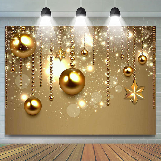 Lofaris Golden bokeh Hexagonal star golden globe Photo backdrop