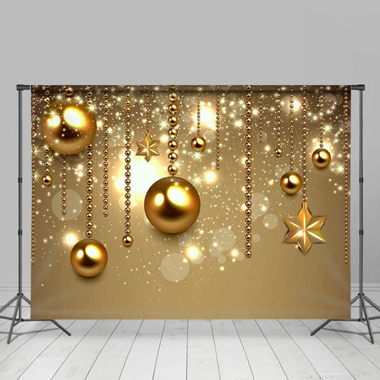Lofaris Golden bokeh Hexagonal star golden globe Photo backdrop