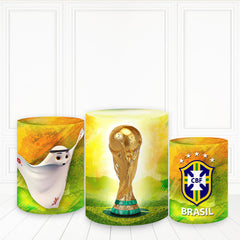 Lofaris Golden Football Team Plinth Cover Brasil Cake Table