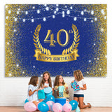 Load image into Gallery viewer, Lofaris Golden Glitter and Navy Blue 40Th Birthday Backdrop