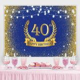 Load image into Gallery viewer, Lofaris Golden Glitter and Navy Blue 40Th Birthday Backdrop