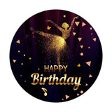 Load image into Gallery viewer, Lofaris Golden Glitter Dancer Round Birthday Backdrop For Girl