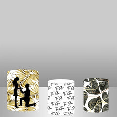 Lofaris Golden Leaf Wedding Backdrop Plinth Cylinder Cover Kit