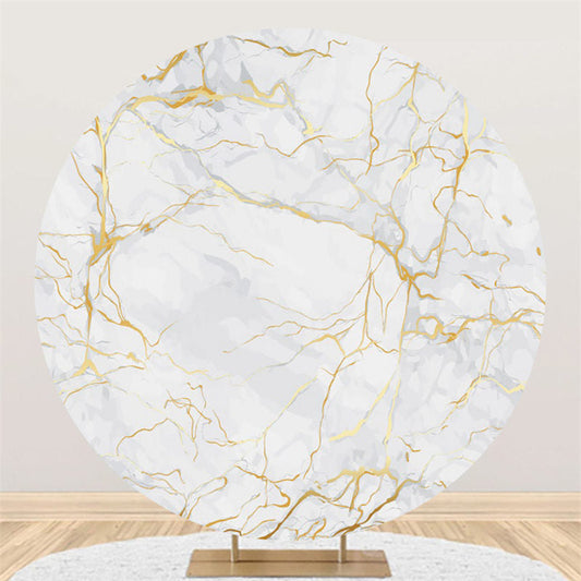 Lofaris Golden Marble Theme Happy Birthday Circle Backdrop