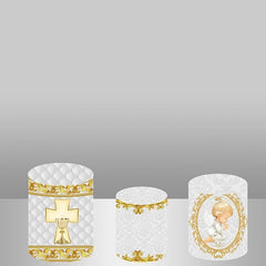 Lofaris Golden White Baby Backdrop Plinth Cylinder Cover Kit