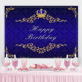 Load image into Gallery viewer, Lofaris Gorgeous Navy Blue and Golden Crown Birthday Backdrop