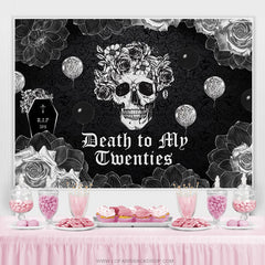 Lofaris Gothic Skull Tombstone Black 30th Birthday Backdrop