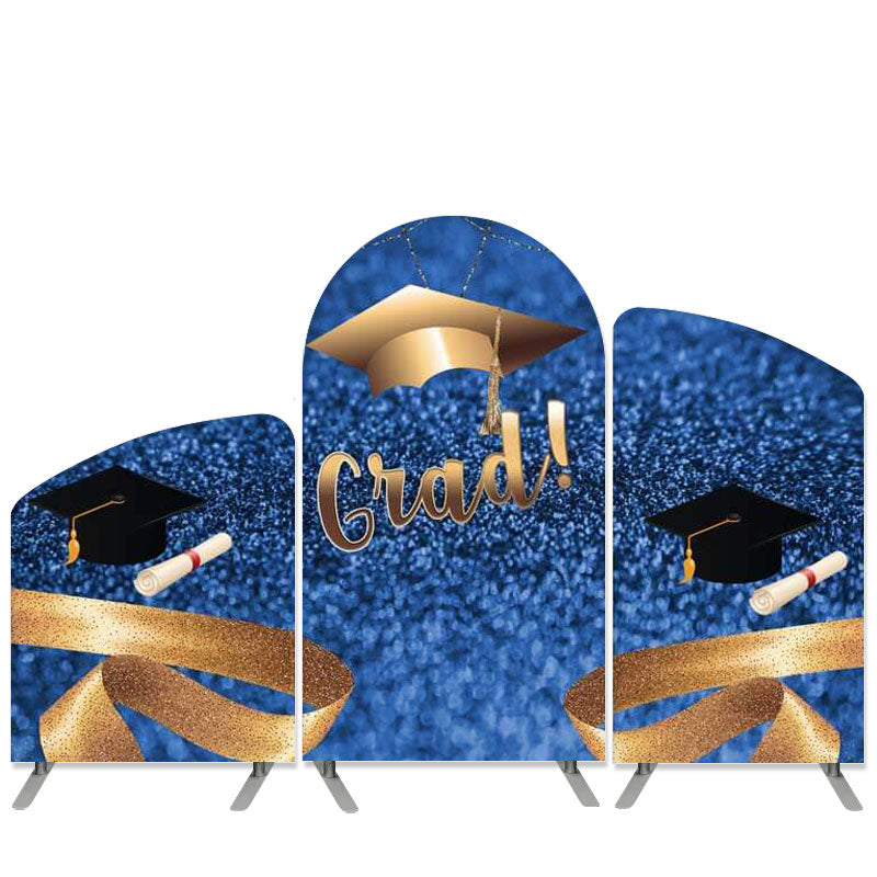 Lofaris Graduation Theme Navy Blue Glitter Arch Backdrop Kit Banner