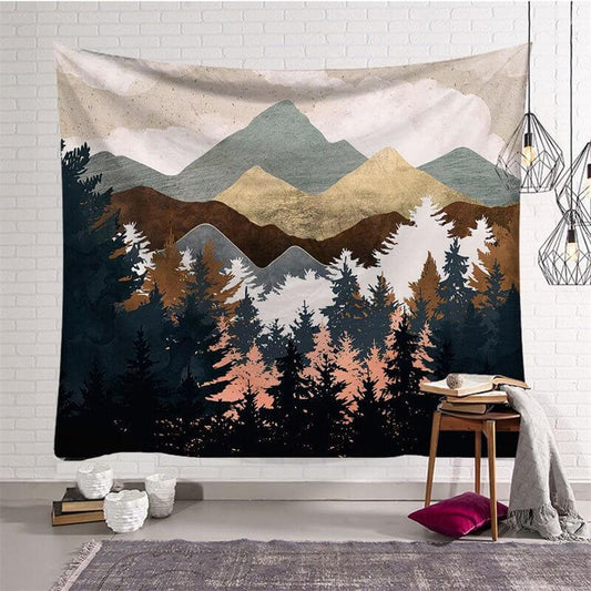 Lofaris Graffiti Abstract Mountain Tree Landscape Wall Tapestry
