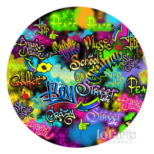 Lofaris Graffiti Bom School Music Circle Dance Party Backdrop
