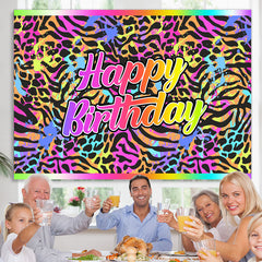 Lofaris Graffiti Colorful Leopard Happy Birthday Backdrop