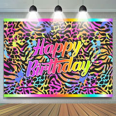 Lofaris Graffiti Colorful Leopard Happy Birthday Backdrop