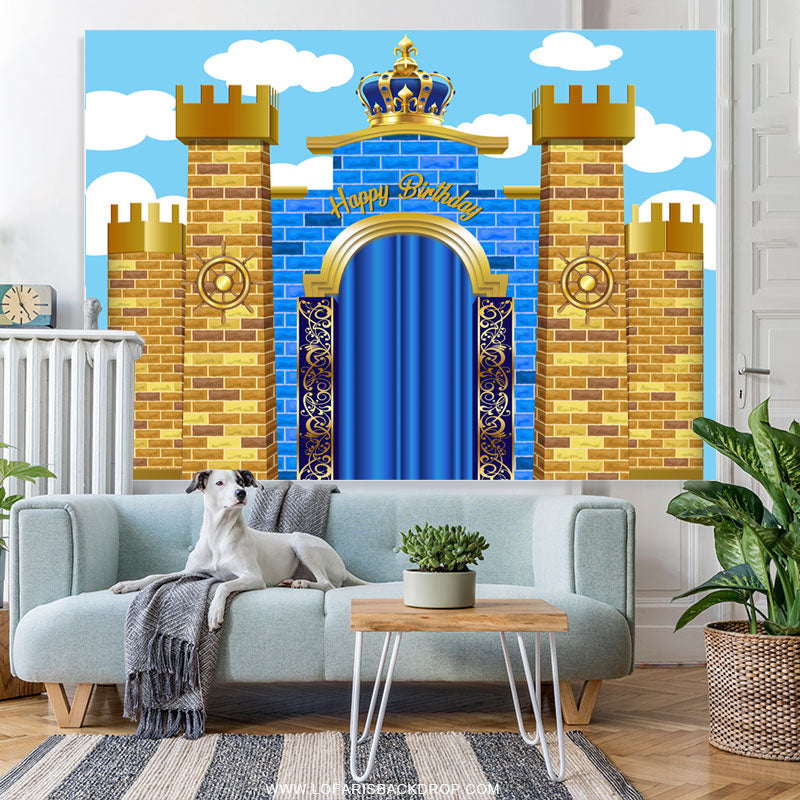 Lofaris Grand Castle With Crown Happy Birthday Backdrop For Kid