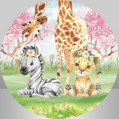 Lofaris Grassland Animals Circle Baby Shower Backdrop For Kids