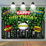 Load image into Gallery viewer, Lofaris Green American Comics Cityscape Buildings Birthday Backdrop