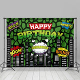 Load image into Gallery viewer, Lofaris Green American Comics Cityscape Buildings Birthday Backdrop