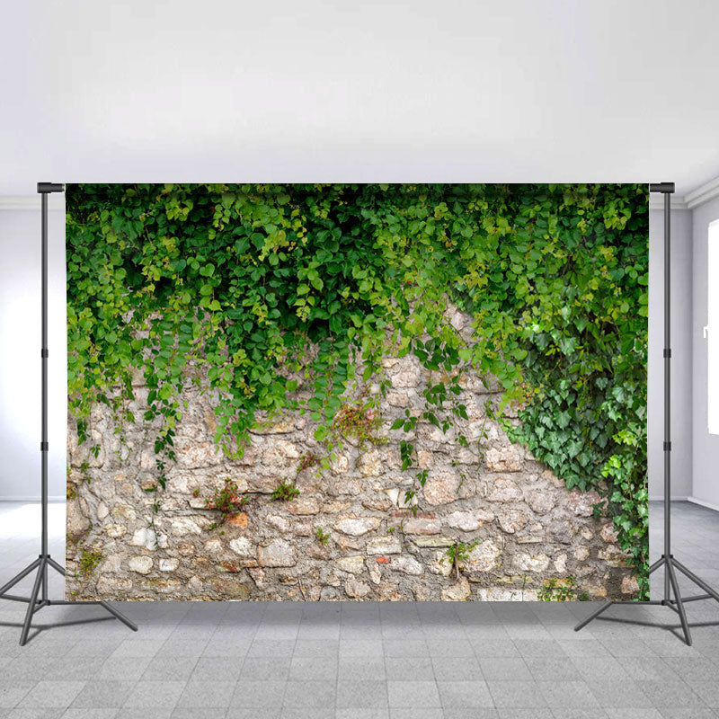 Green And Brick Wall Simple Spring Backdrop For Party