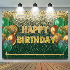 Lofaris Green and Brown Balloon Golden Bokeh Birthday Backdrop