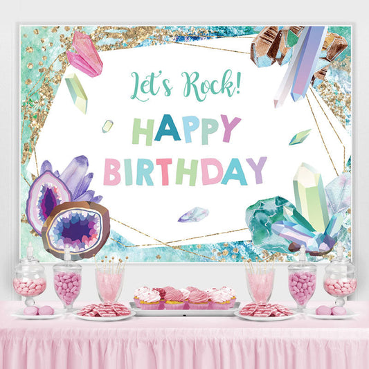 Lofaris Green And Glitter Crystal Above Sea Birthday Backdrop