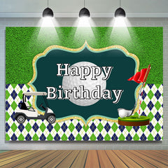 Lofaris Green And Glitter Golf Course Happy Birthday Backdrop