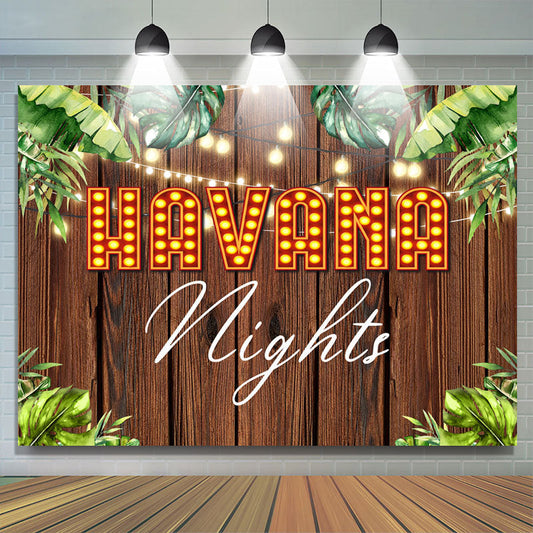 Lofaris Green And Glitter Havana Night Wooden Spring Backdrop