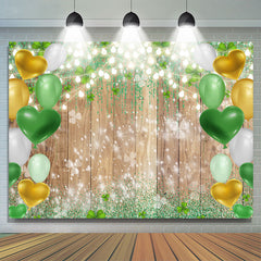 Lofaris Green And Glitter Heart Balloons Valentine’s Day Backdrop