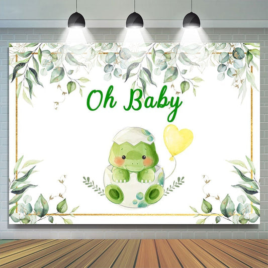 Lofaris Green And Glitter Turtle Themed Baby Shower Backdrop