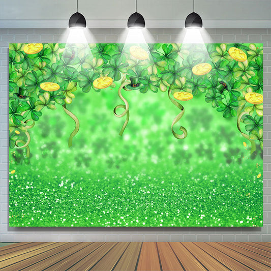 Lofaris Green And Gold Bokeh St Patricks Day Backdrop