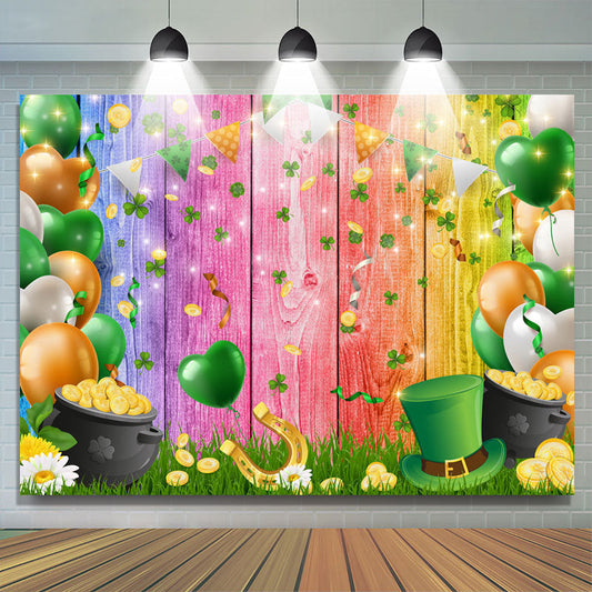 Lofaris Green And Orange Balloons St. Patrick’S Day Backdrop