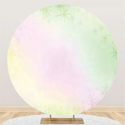 Lofaris Green And Pink Themed Circle Happy Birthday Backdrop
