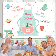 Lofaris Green and Red Cooking Themed Happy Birthday Backdrop