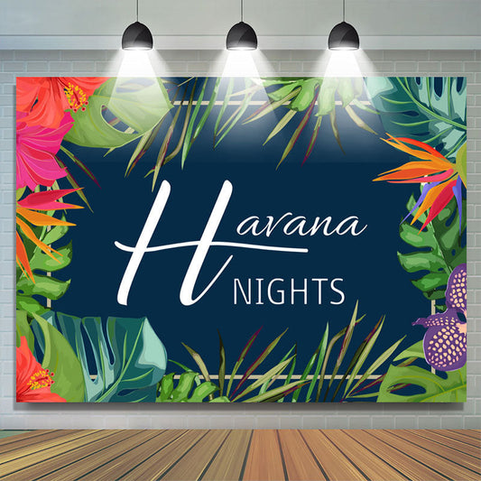 Lofaris Green And Red Leaves Happy Havana Nights Day Backdrop