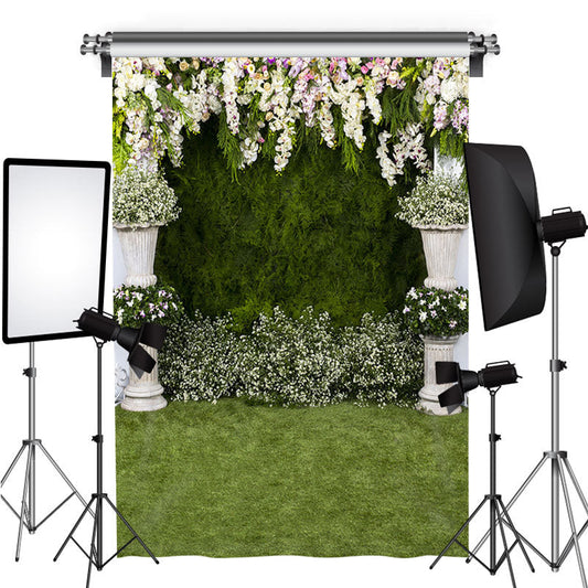 Lofaris Green And White Elegant Plants Backdrop For Spring