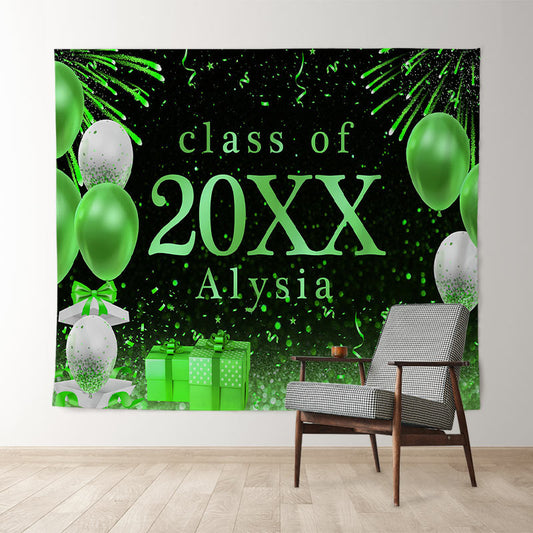 Lofaris Green Ballons And Gifts Bokeh Class Of 2022 Backdrop
