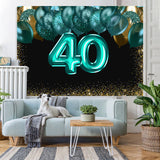 Load image into Gallery viewer, Lofaris Green Balloons Golden Bokeh 40th Brithday Backdrop