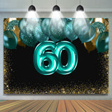 Load image into Gallery viewer, Lofaris Green Balloons Golden Bokeh 60th Brithday Backdrop