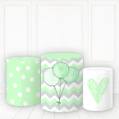 Lofaris Green Balloons Pillar Wrap With Cute Heart Cake Table Cover