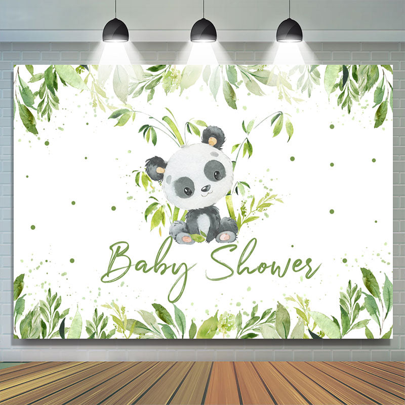 Lofaris Green Boho Bamboo With Panda Baby Shower Backdrop