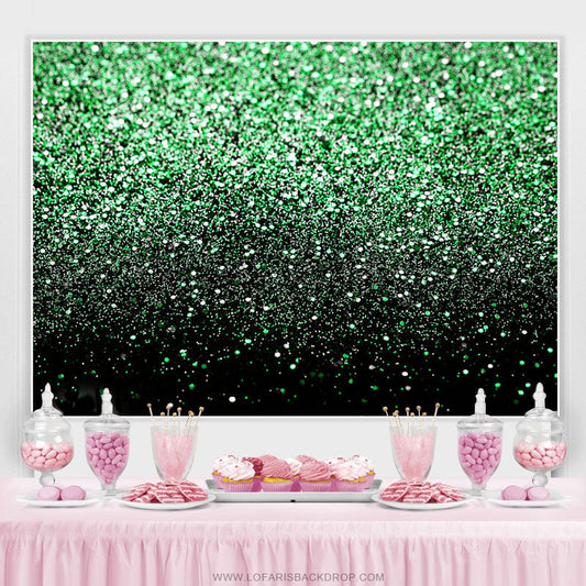 Lofaris Green Bokeh Glitter Black Birthday Party Backdrops