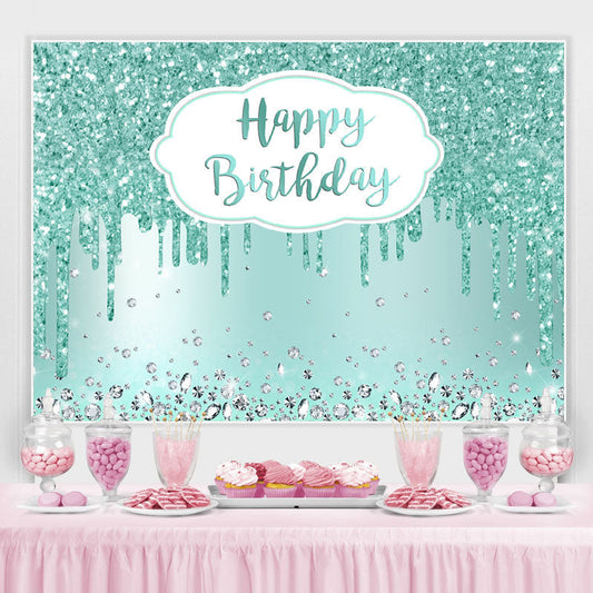 Lofaris Green Bokeh Glitter Diamond Happy Birthday Backdrop