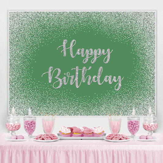 Lofaris Green Bokeh Glitter Happy Birthday Backdrop for Party