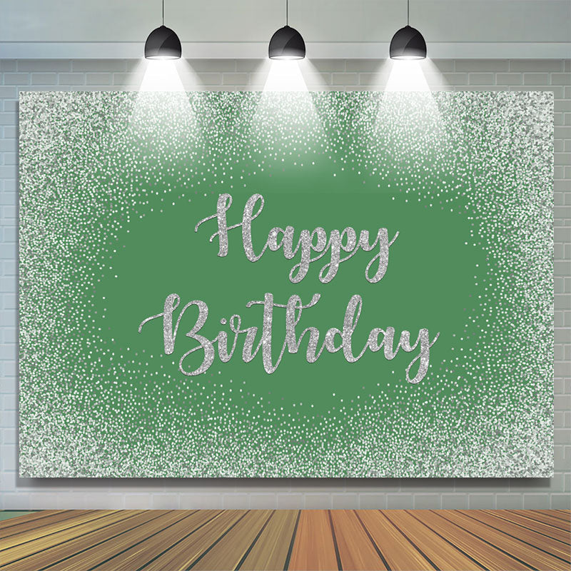 Green Bokeh Glitter Happy Birthday Backdrop for Party