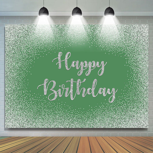 Lofaris Green Bokeh Glitter Happy Birthday Backdrop for Party