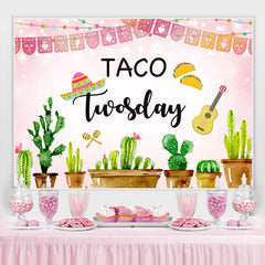 Lofaris Green Cactus And Pink Twosday Backdrop For Birthday