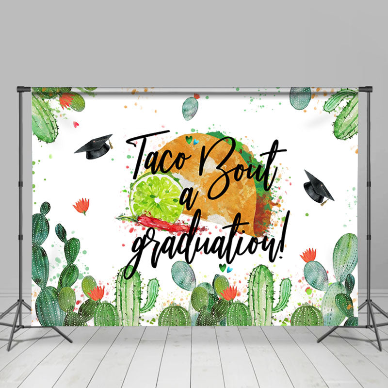 Lofaris Green Cactus With Taco Boat A Graduation White Backdrop