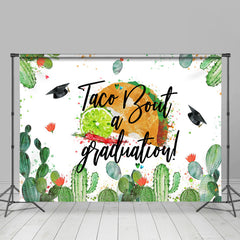 Lofaris Green Cactus With Taco Boat A Graduation White Backdrop