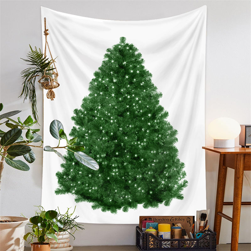 Lofaris Green Christmas Tree White Glitter Wall Tapestry