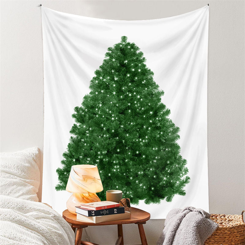 Lofaris Green Christmas Tree White Glitter Wall Tapestry