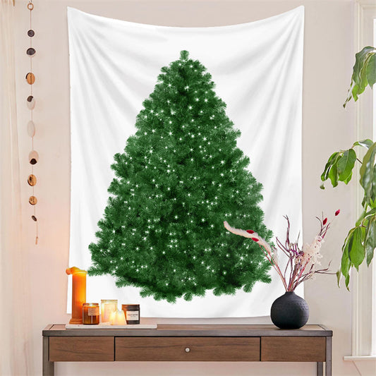 Lofaris Green Christmas Tree White Glitter Wall Tapestry